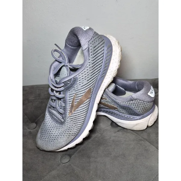 Brooks Women's Light Gray and Pale Peach Running Sneakers - Image 2