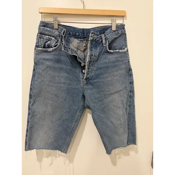 AGOLDE Waist High Rise Frayed Denim Distressed Bermuda Shorts Jamie 26 - Image 2