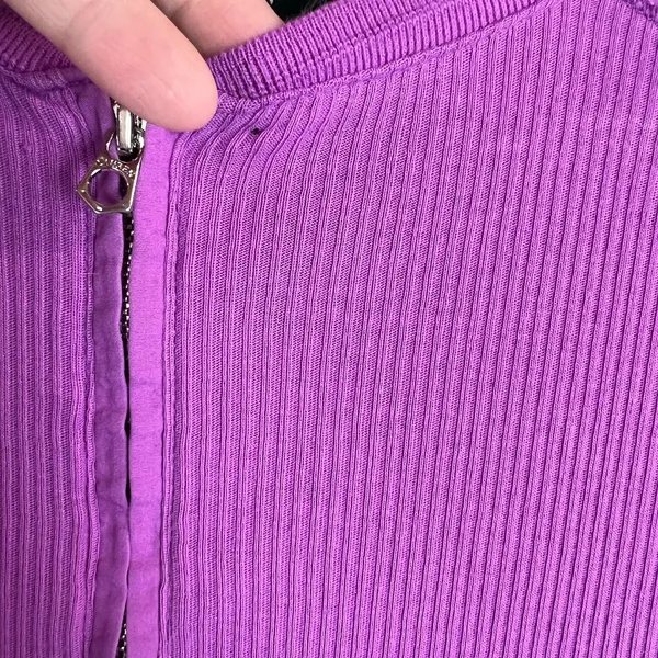 Lauren‎ Ralph Lauren Top Womens 1X Purple 1/4 Zip Pullover Ribbed Knit Cotton - Image 5