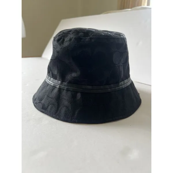 Coach Monogram Jacquard Bucket Hat Black Y2K Vintage size p/S - Image 8