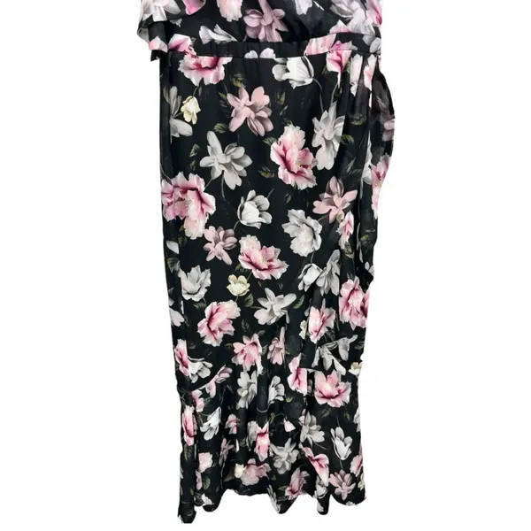 NWT AQUA Formal One Shoulder Ruffle‎ Floral High-Low Midi Dress Black Size 4 - Image 8