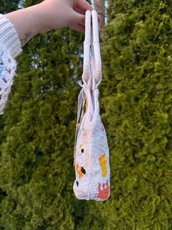 Beachy Beaded Bag White - Image 2