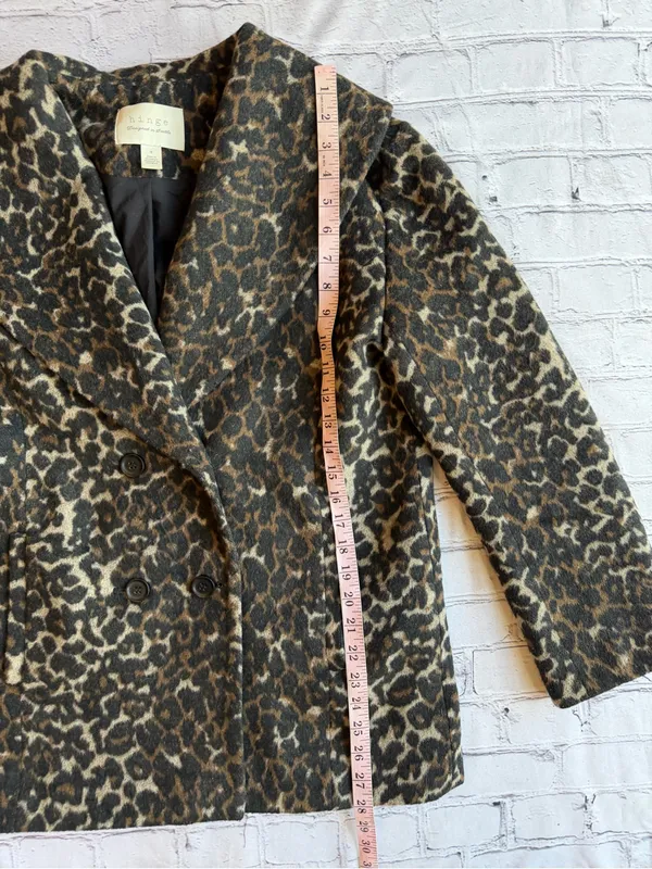 The Hinge Double-Breasted Leopard Car Coat Pea Animal Print Womens Small Classic - Image 6