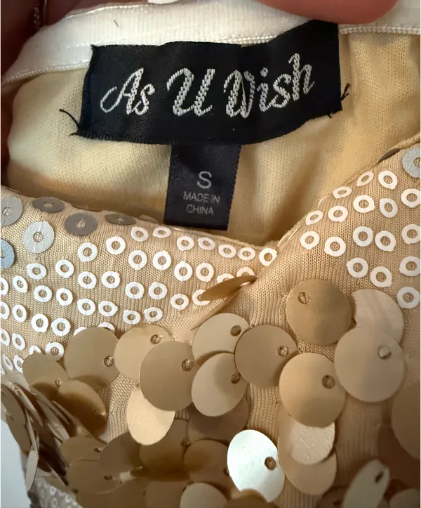 Gold and Silver Sequin Strapless Dress - Image 4