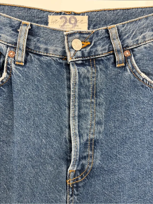 Free people we the free ripped distress blue straight leg denim jeans size 30 - Image 7