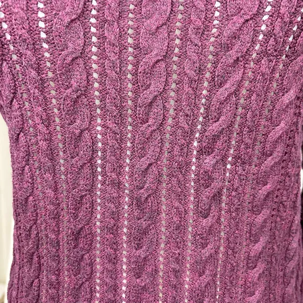 American Eagle Y2K Maroon Red Crochet Cable Knit Long Sleeve Sweater Top XS - Image 5