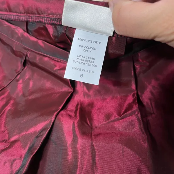 NWT Vintage Tofy‎ Burgundy Maxi Skirt Pleated Long Evening Formal Womens 8 - Image 7