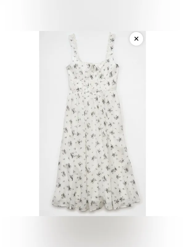 NWT AE Corset Floral Midi Dress White Medium American Eagle Maxi Sleeveless - Image 11
