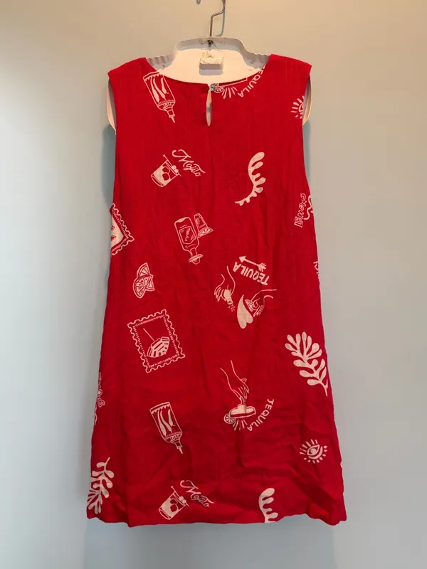 Paper Heart Red Linen Blend sleeveless mini dress size Large New With tags - Image 6