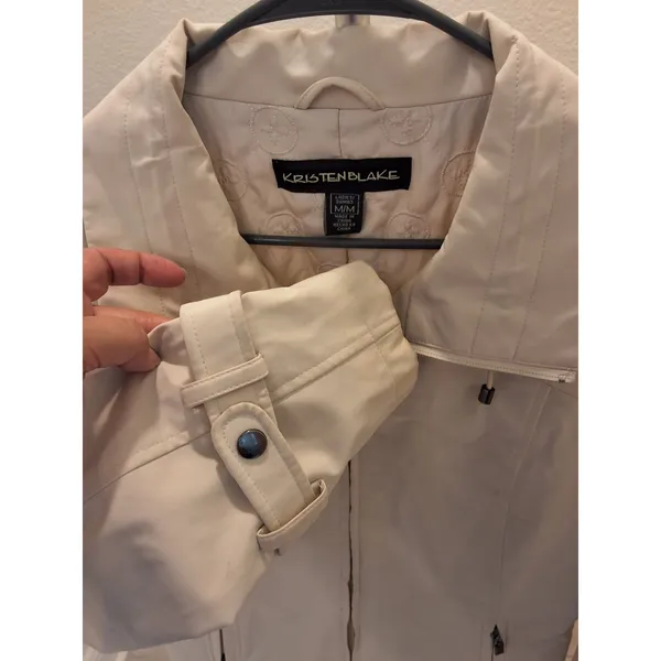 Kristen Blake Women's M Ivory Full-Zip Quilted Lined Jacket Trench Coat - Image 5