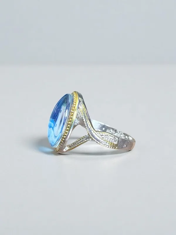 Lighthouse 2 Tone Ring Blue Size 6.5 - Image 2