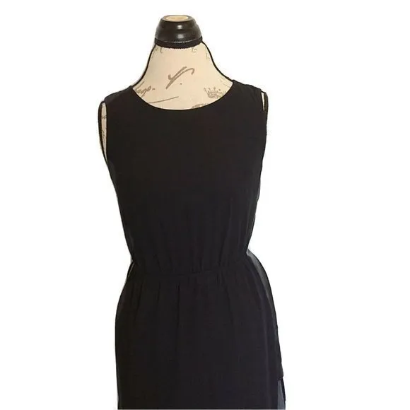 Lola Black Maxi Dress Womens Sleeveless Sheer Full Length Side Slit Elegant - Image 3