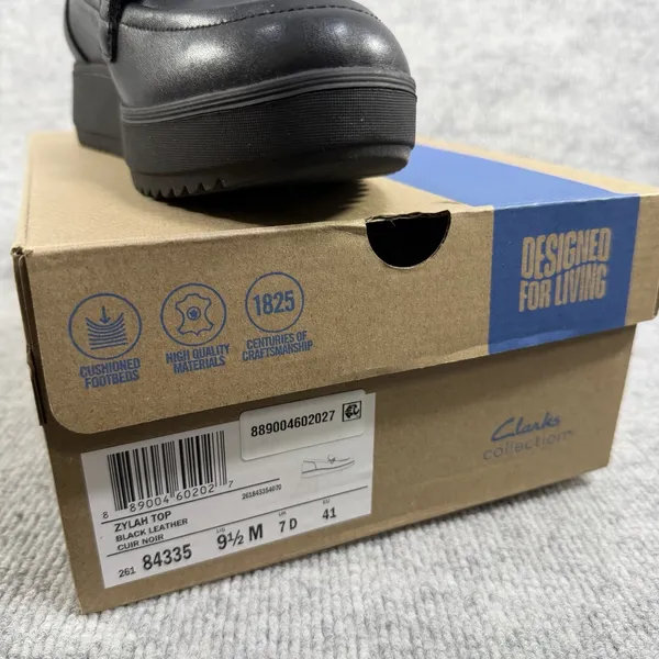 Clarks Collection Size-9.5M Women Zylah Top Casual Slip-On Loafer Black Leather - Image 4
