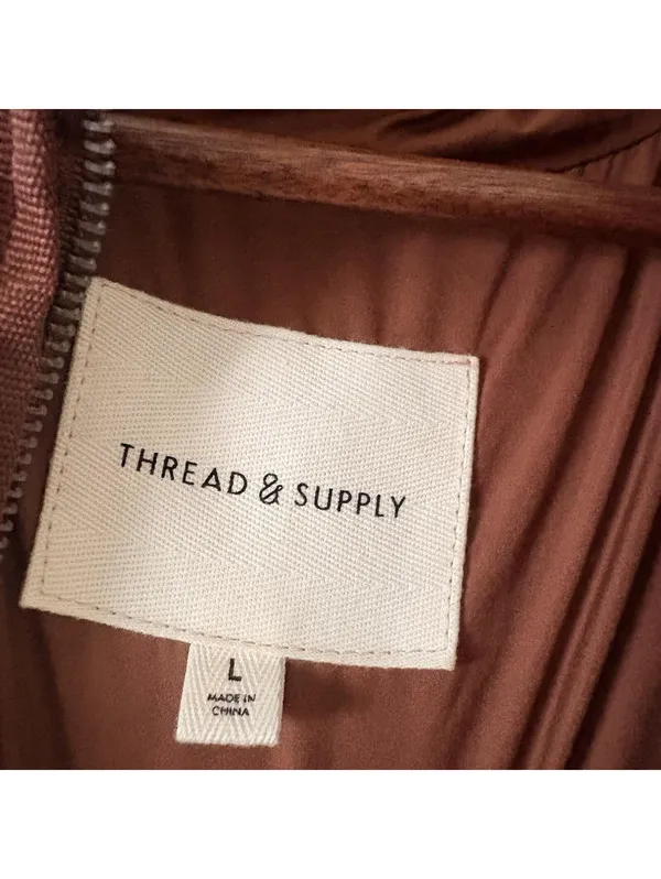 Thread & Supply Denver Brown Quilted Vest Full Zip Pockets Size Large - Image 3
