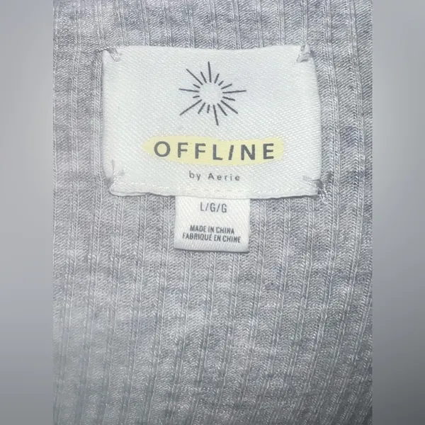 Aerie Offline Gray Way back Waffle Long Sleeve Henley T-Shirt size Large - Image 4