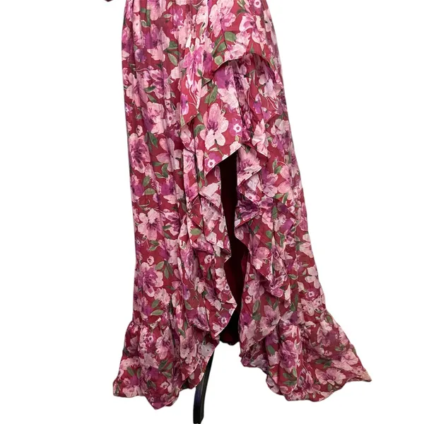 Storia Floral Ruffle Maxi Dress Women L Sweetheart Neck Puff Sleeve Cottage Romantic - Image 11