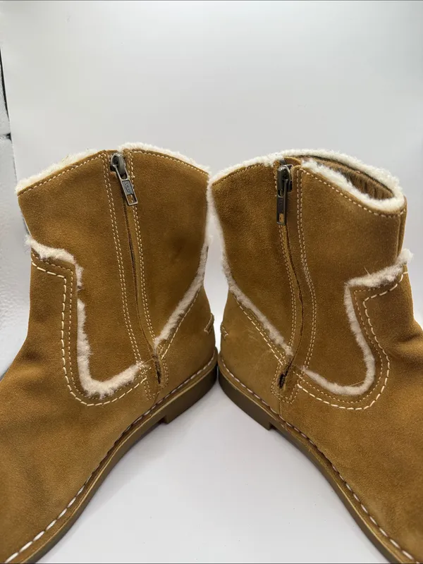 NWOT UGG Catica Chestnut Shearling Trim Suede Ankle Boots Size 8.5 EU 39.5 - Image 9