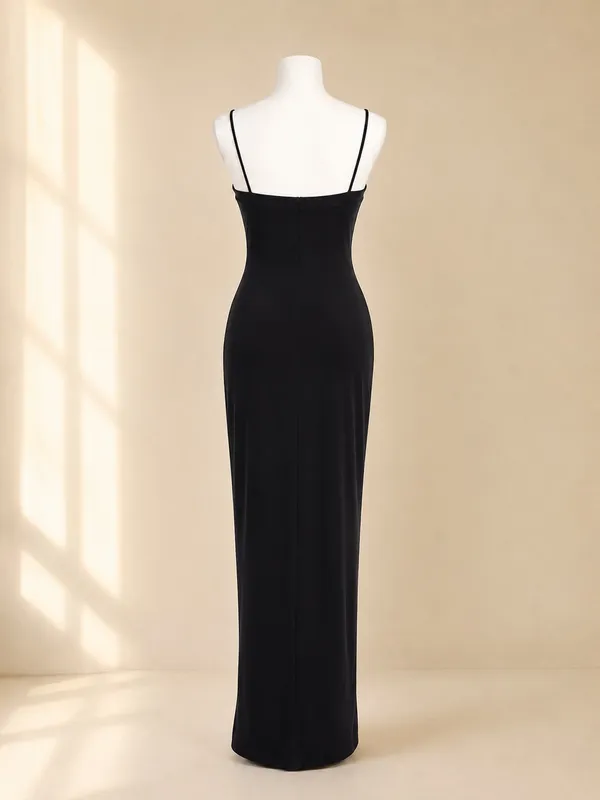 Vintage P.S. PerSeption Black Rhinestone Maxi Dress Size S - Image 4