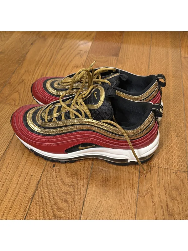 Size 8 US Women’s Nike Air Max 97 Red Black Gold White Sneakers Shoes CT1148-600 - Image 7