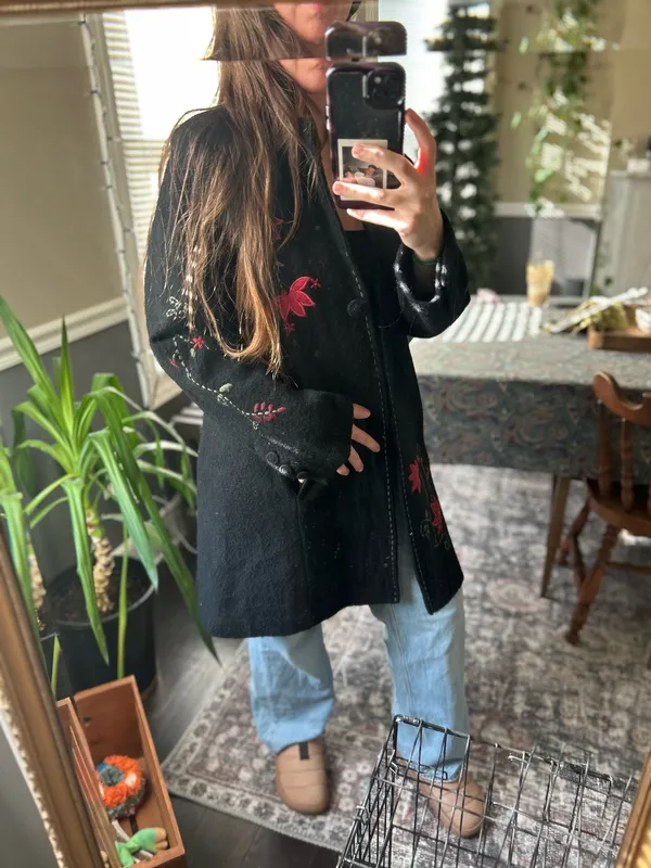 Nordic traders wool vintage floral jacket Black - Image 6
