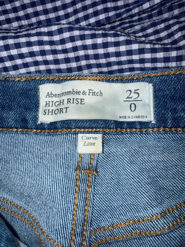 Abercrombie & Fitch‎ Cutoff High Rise Denim Jean Shorts distressed size 25 (0) - Image 7