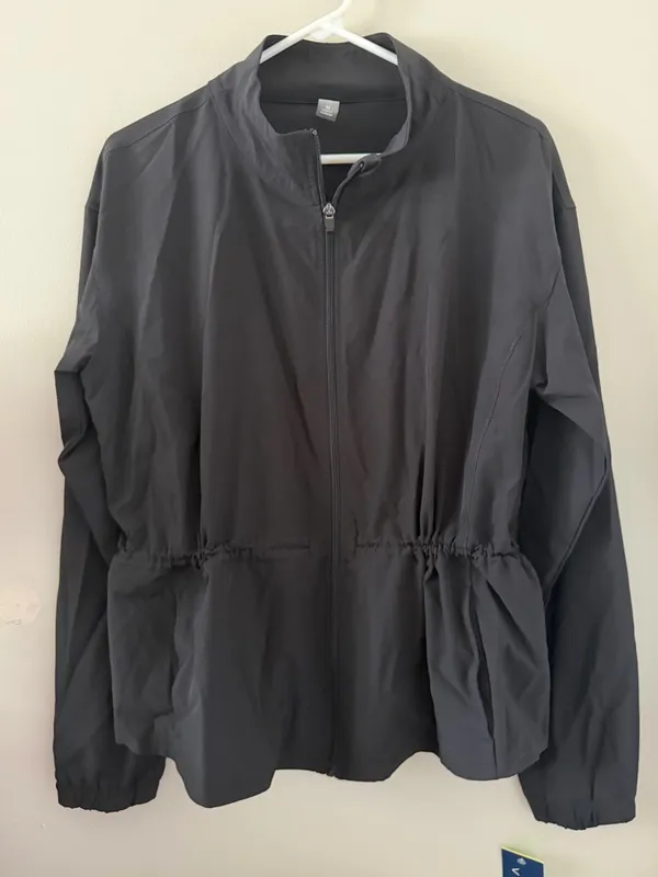 🖤VIVELY Black Running Jacket Full Zip Drawstring Waist Peplum🖤 ~medium 🆕 - Image 4