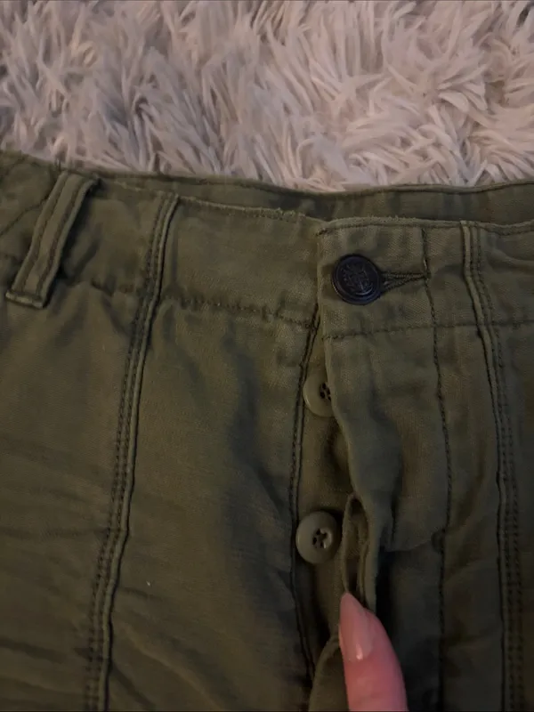 Free people Women's Olive Green Frayed Hem Shorts - Image 2