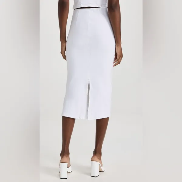 Le Jean White Denim‎ Colette Midi Skirt Size Medium - Image 5
