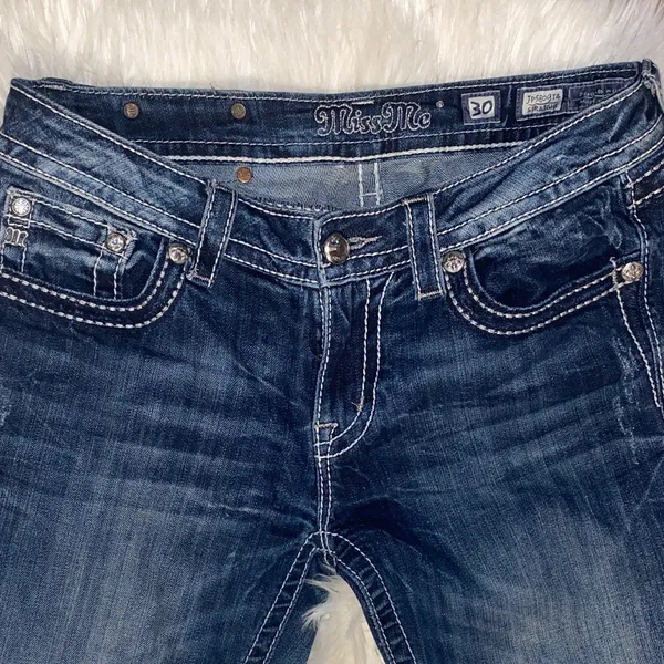 Miss me 30 studded cross Dark Wash Women's Straight Leg Jeans - Blue - Image 7