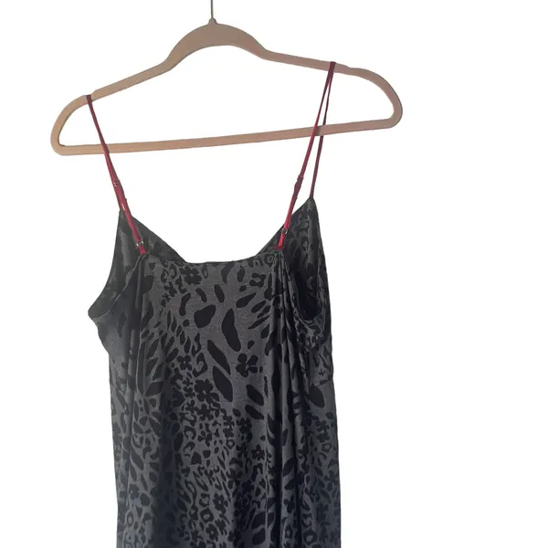 Jones New York Large Black Animal Print Vampire Goth Night Gown Maxi Slip‎ Dress - Image 7