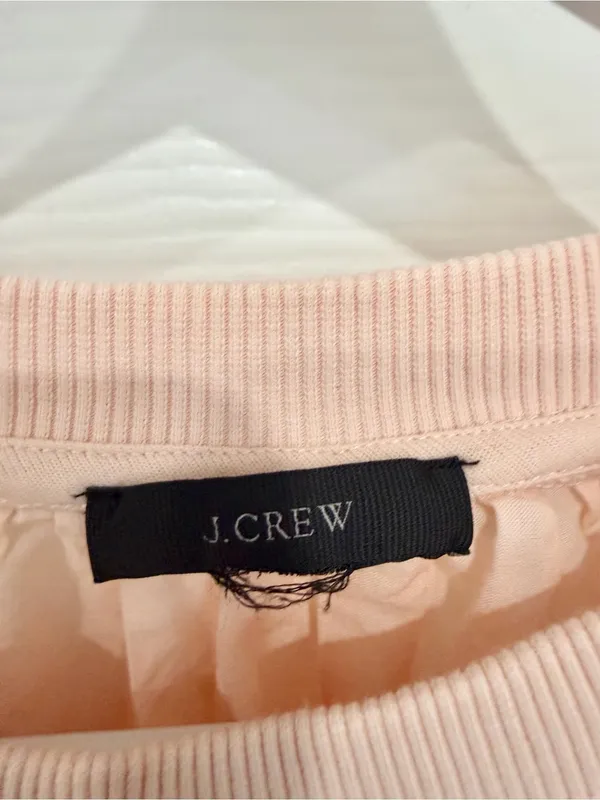 J.Crew Pink Eyelet Lace Back Sweatshirt Top Small Cottagecore Feminine - Image 3
