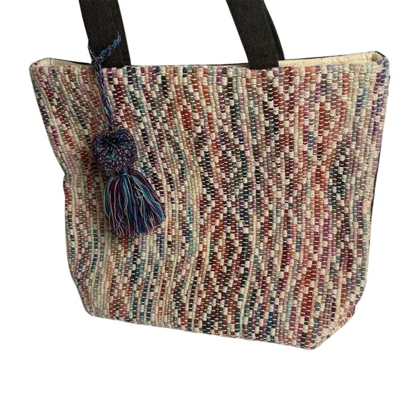 Ruggine Women's Multicolor Woven Fringe‎ Tote Bag Boho-Chic - Image 8