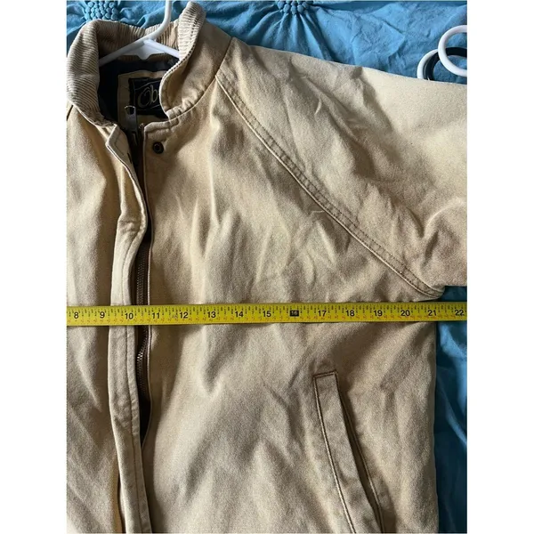 Obey Cream Canvas Bomber Jacket Corduroy Collar Brown Lining Short Women’s Sz M - Image 10