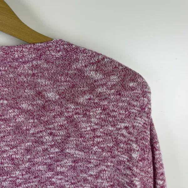 J Crew Womens Pink Marled Cotton Blend Crewneck Sweater Medium Preppy Stretch - Image 2