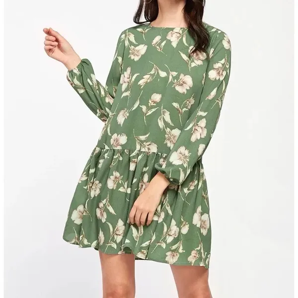 ✨HP✨Flower Print Lantern Sleeve Drop Waist Dress✨ - Image 2