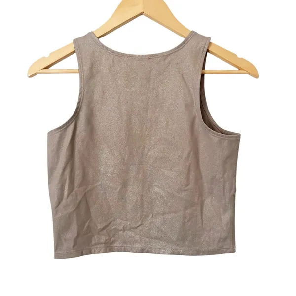 Tavi Women’s Light Brown Tan Shimmer Cropped Athletic Tank Top Size Small‎ - Image 2
