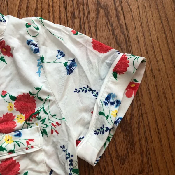 Kate Spade Floral Pajama Pant Set White Red, Blue & Green Accents Women’s Size S - Image 5