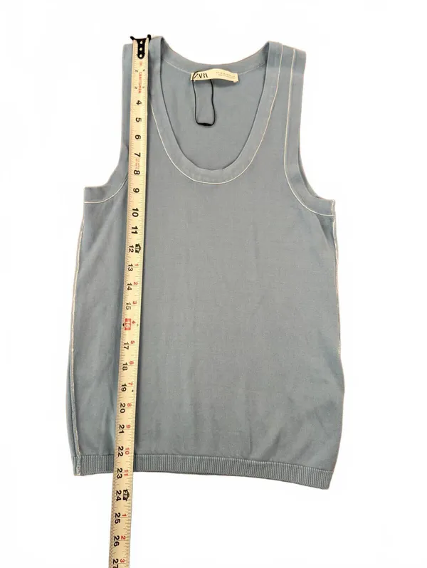 Zara | XS | Blue Sleeveless Knit Tee - Image 5