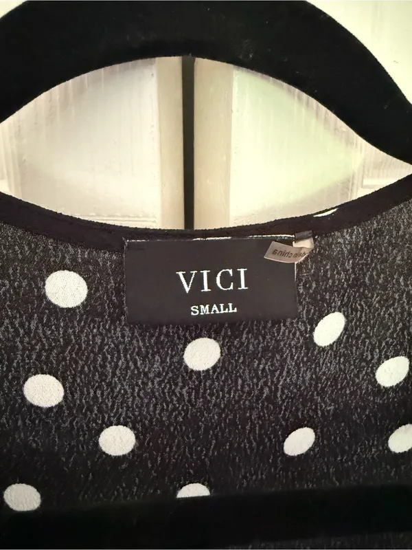 VICI Black & White Polka Dot Faux Wrap Dress Midi Dress Size Small - Image 4