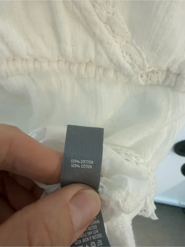 Aerie White Cotton Gauze Wrap Romper Lace Trim Boho Size Medium - Image 9