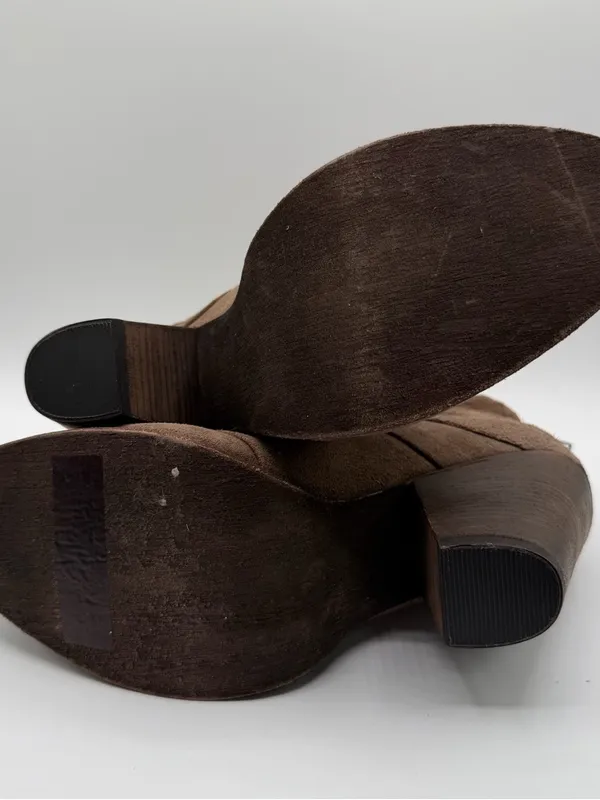 Steve Madden Arrena Brown Suede Ankle Boots 10M Slouchy Block Heel Back Zip - Image 6