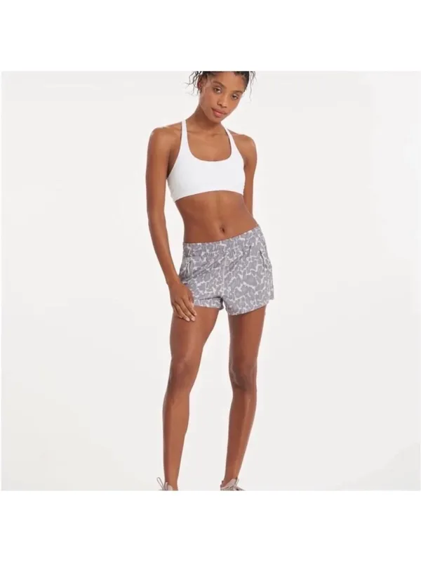 VUORI Women's Dash Mid Rise Leopard Print Running Shorts, Opal Spots (Gray) XL - Image 6