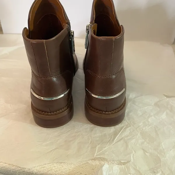 FRANCO SARTO (7) BROWN LEATHER ANKLE BOOT WITH SIDE ZIP PREOWNED - Image 5