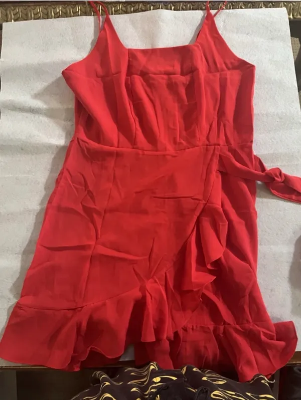 Red Fire Hot Lulus Like Backless Mini Dress Ruffle Size M - Image 2