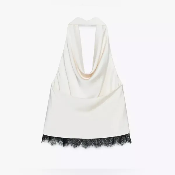 Zara satin effect‎ lace halter top - Image 7