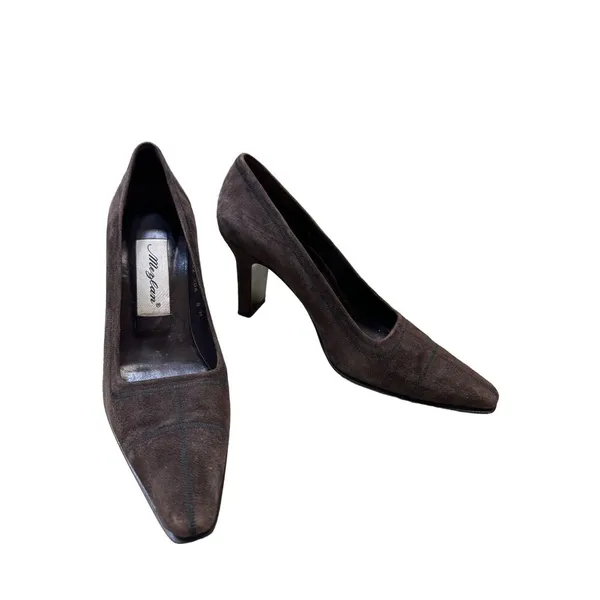 Mezlan vintage women’s brown leather suede 3 inches heels/shoes size 8 M SKU 35 - Image 2