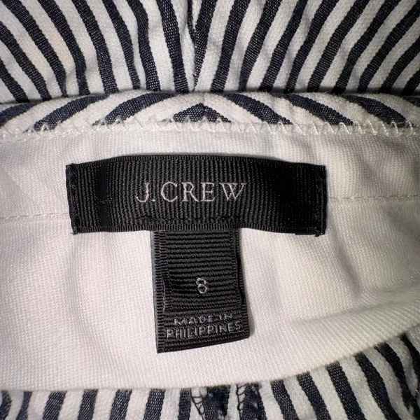 J. Crew Women 8 Seersucker Pants Navy Blue White Striped Cotton Cropped Nautical - Image 5