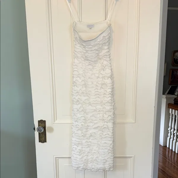 NWOT Special Gianni Bini Strapless White Pearl Ruffle Trimmed and Textured Dress - Image 2