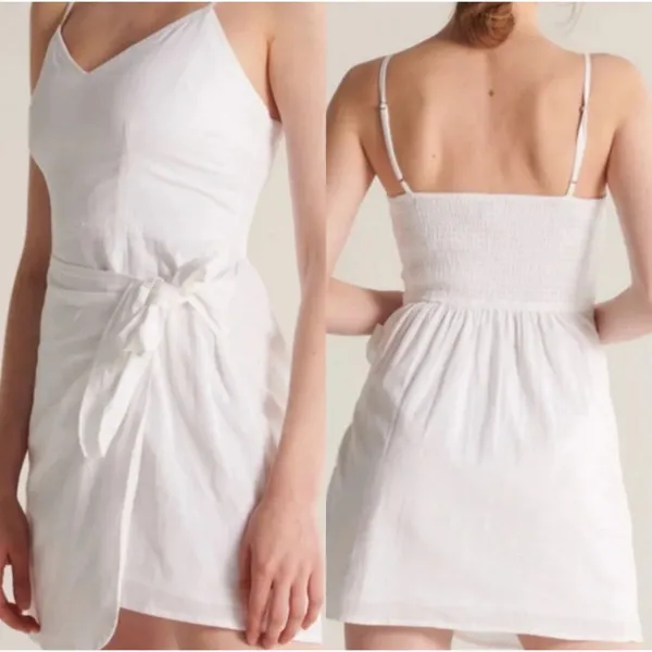 Abercrombie & Fitch White Wrap Apron Mini Dress – Size Small - Image 2