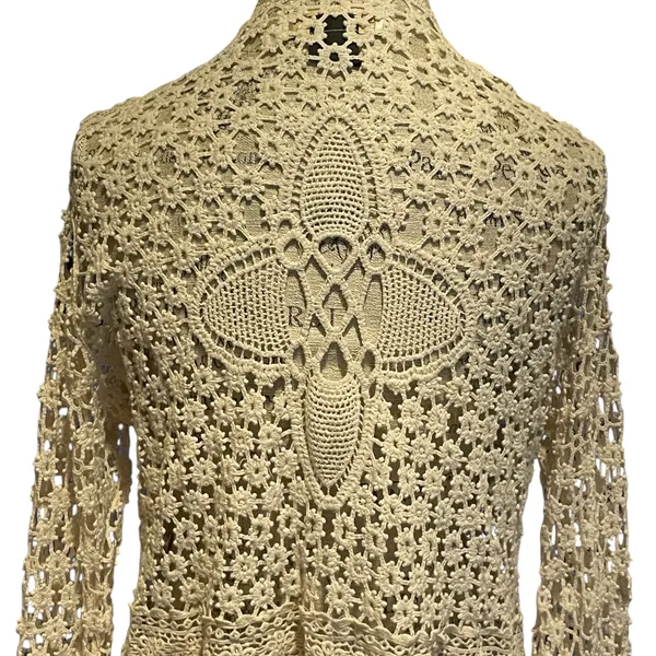Urban Mangoz NWT Crochet Lace Tie Front Cardigan Coverup Cream X-Large - Image 5